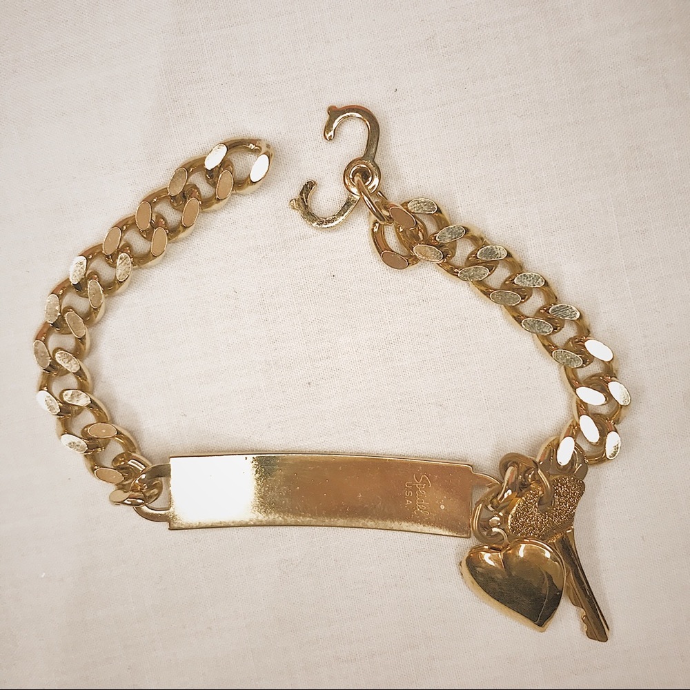 Speidel Heart and Key Chain Link Bracelet